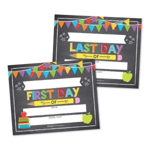Back To School Signs | Set of 10 | School Supplies - White Doodles Horizontal